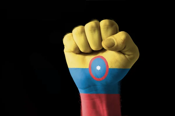 콜롬비아 깃발의 색깔에서 그려진 주먹 — 스톡 사진