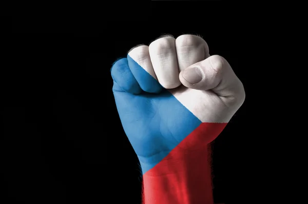 Кулак, раскрашенный в цвета чешского флага — стоковое фото