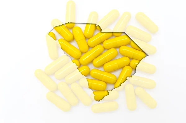 Περίγραμμα της Νότιας Καρολίνας με διαφανή χάπια στην πλάτη — Φωτογραφία Αρχείου