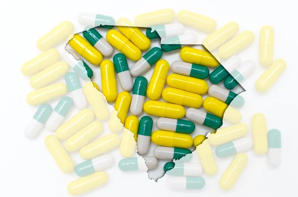 Plan d'ensemble de la Caroline du Sud avec des pilules transparentes dans le dos — Photo