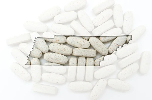 Átlátszó tabletták a bac-ban déli tennessee térképének körvonala — Stock Fotó