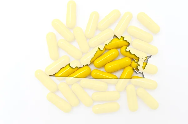 Outline map of virginia with transparent pills in the background — Stock Photo, Image