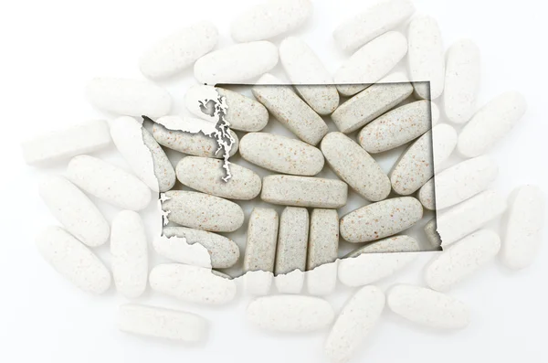 Outline map of washington with transparent pills in the backgrou — Stock Photo, Image
