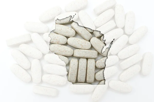 Konturkarta över wisconsin med transparent piller i bak — Stockfoto