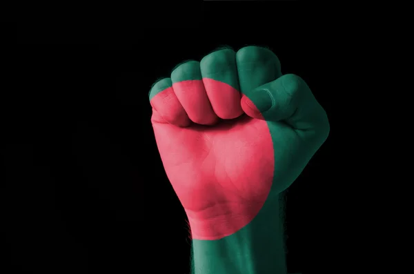 Fist painted in colors of bangladesh flag — Stock Photo, Image