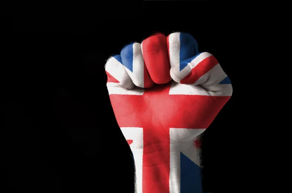 Fist painted in colors of great britain flag — Stock Photo, Image