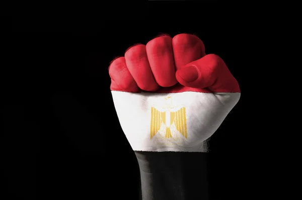 Fist painted in colors of egypt flag — Stock Photo, Image