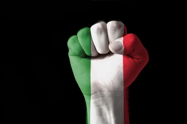 Pięść pomalowane w kolorach flagi Włochy — Zdjęcie stockowe