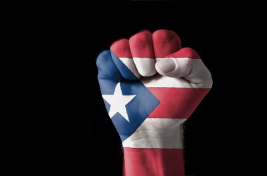 Fist painted in colors of puertorico flag clipart