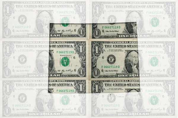 Umrisskarte von Wyoming mit transparenter amerikanischer Dollarnote — Stockfoto