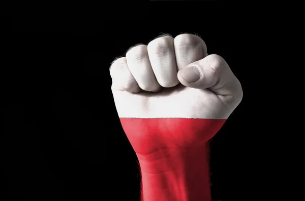 Fist painted in colors of poland flag — Stock Photo, Image