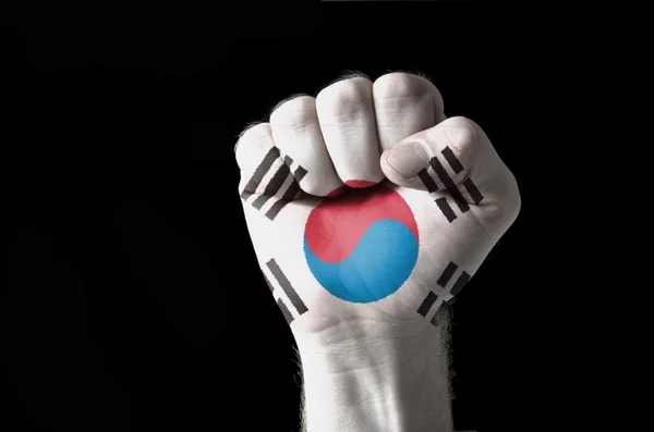 Γροθιά που χρωματίζονται στα χρώματα της σημαίας Νότια Κορέα — Φωτογραφία Αρχείου