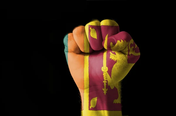 Fist painted in colors of srilanka flag — Stock Photo, Image