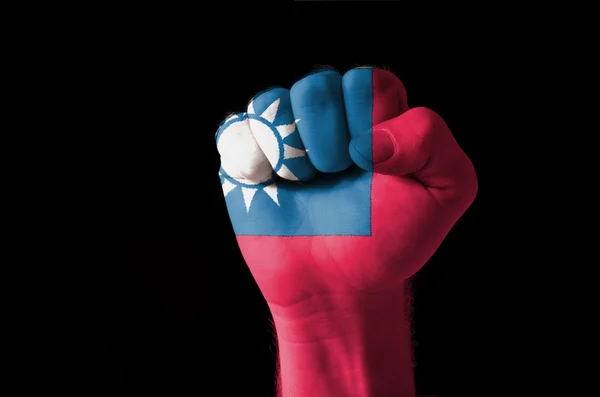 Fist painted in colors of taiwan flag — Stock Photo, Image