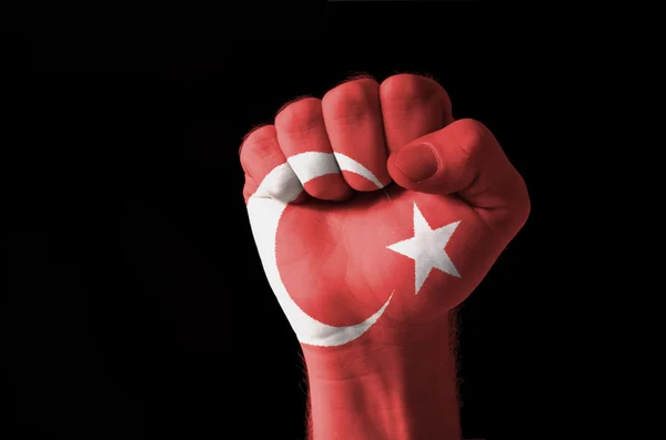 トルコ国旗の色で描かれた拳 — ストック写真