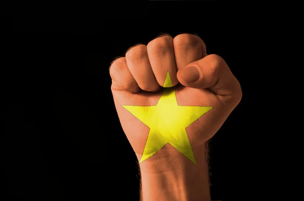 Fist painted in colors of vietnam flag — Stock Photo, Image