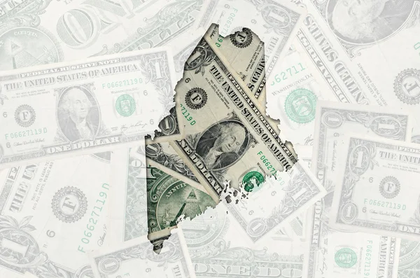 Maine şeffaf Amerikan Doları banknot ile anahat Haritası — Stok fotoğraf