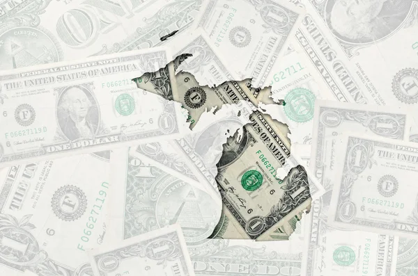 透明なアメリカ ドル紙幣支払とミシガン州の概要マップ — ストック写真