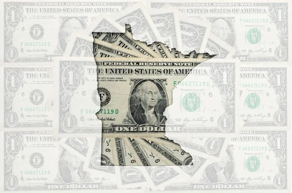Περίγραμμα της Μινεσότα με διαφανή αμερικανικό δολάριο bankno — Φωτογραφία Αρχείου
