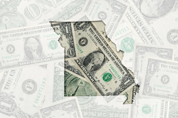Mapa do esboço de missouri com transparente americano dólar banknot — Fotografia de Stock