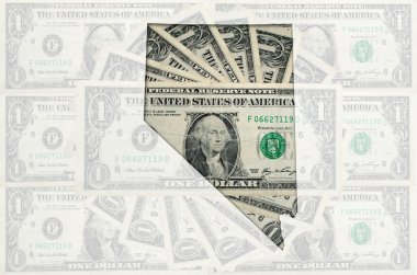 overzicht kaart van nevada met transparante Amerikaanse dollar bankbiljetten