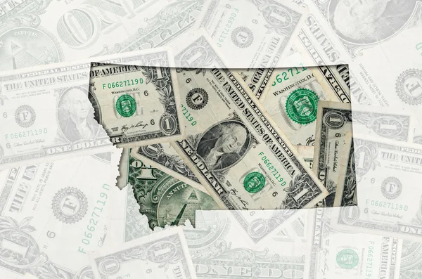 Mapa esquemático de montana con billete de dólar americano transparente — Foto de Stock