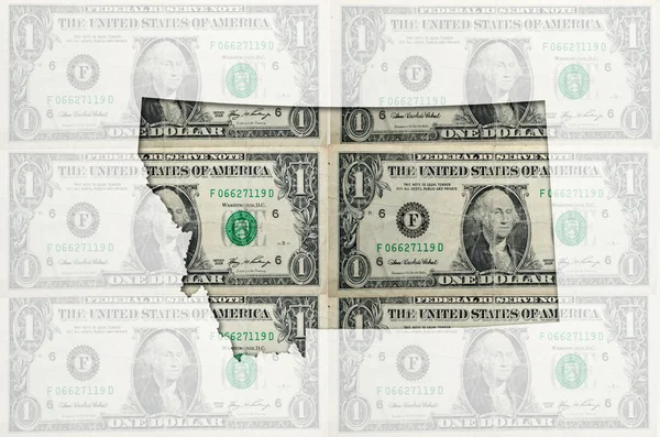 Montana şeffaf Amerikan Doları banknot ile anahat Haritası — Stok fotoğraf