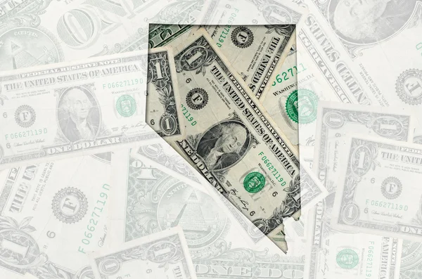 Окреслити карта Невада з прозорого американський долар банкнот — стокове фото