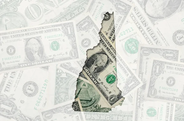 Outline mappa del nuovo hampshire con trasparente dollaro americano ba — Foto Stock