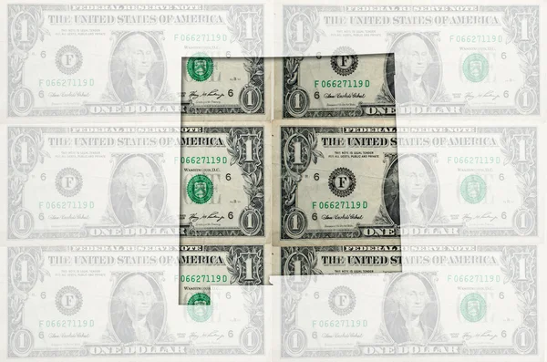 Konturkarta över missouri med transparent amerikanska dollar banknot — Stockfoto