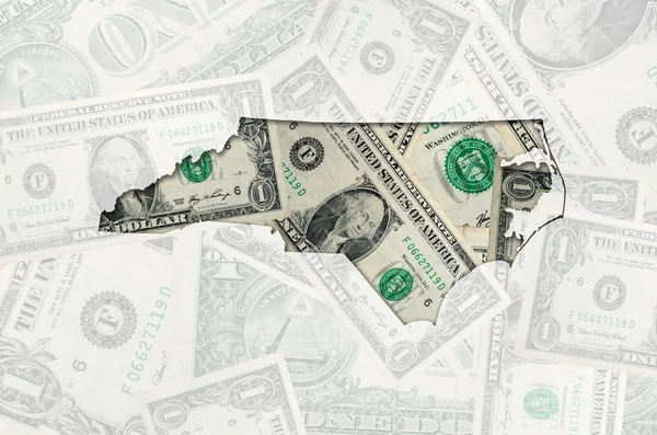 Mapa do esboço da Carolina do Norte com o dólar americano transparente b — Fotografia de Stock