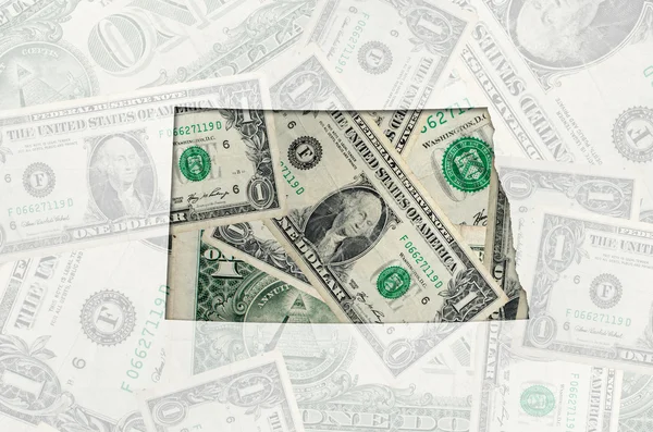 Konturkarta över north dakota med transparent amerikanska dollar förbud — Stockfoto