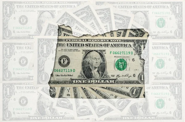 Overzicht kaart van oregon met transparante Amerikaanse dollar bankbiljetten — Stockfoto