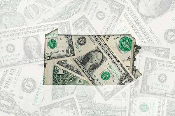 Umrisskarte von Pennsylvania mit transparentem amerikanischen Dollarverbot — Stockfoto
