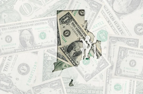 Mapa przeglądowa rhode Island z przejrzystych amerykański Dolar bana — Zdjęcie stockowe
