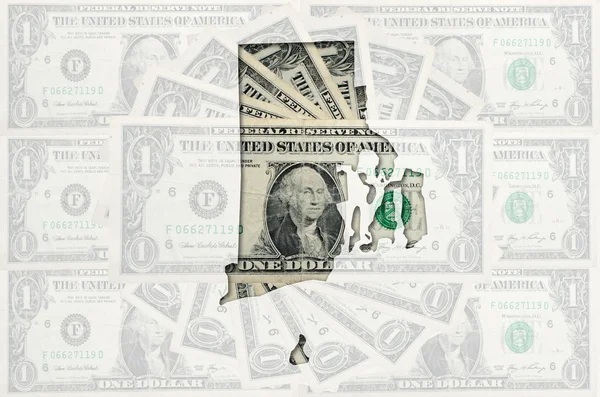 Konturkarta över rhode island med transparent amerikanska dollar förbud — Stockfoto