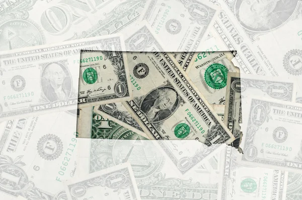 Περίγραμμα της Νότιας Ντακότα με διαφανή αμερικανικό δολάριο απαγόρευση — Φωτογραφία Αρχείου