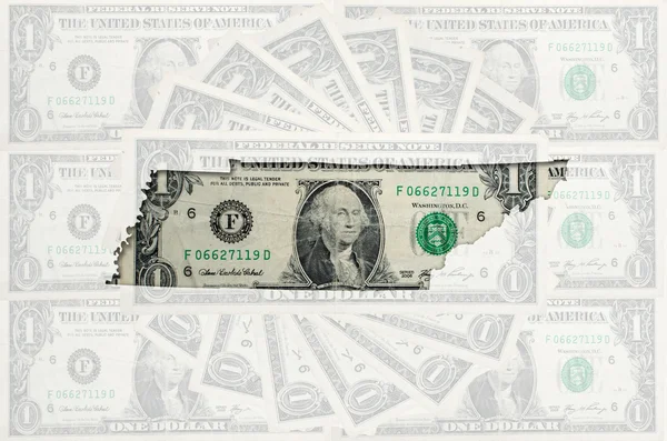 Mapa do esboço do tennessee com o dólar americano transparente bankno — Fotografia de Stock