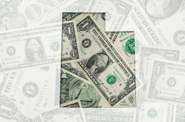 Kontur karta över utah med transparent amerikanska dollar sedlar jag — Stockfoto