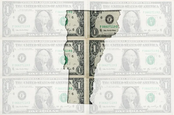 佛蒙特的有透明的美国美元钞票的大纲地图 — 图库照片