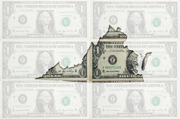 Osnovy mapa Virginie s transparentní americký dolar b — Stock fotografie