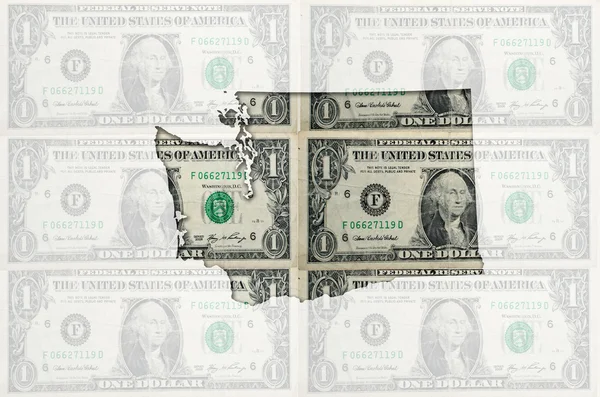 Şeffaf Amerikan Doları bankn ile washington anahat Haritası — Stok fotoğraf