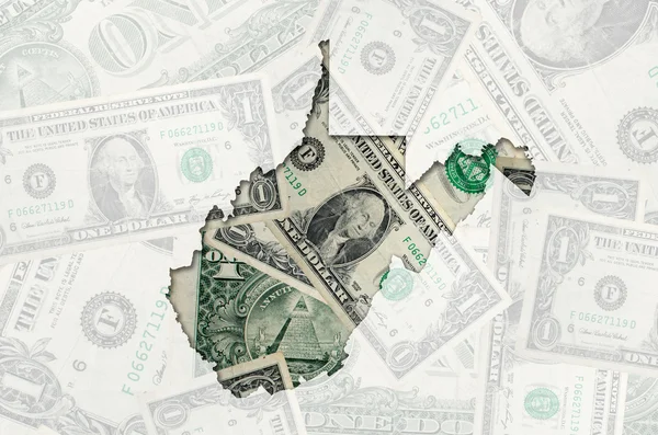 Körvonal megjelenítése Nyugat-Virginia átlátszó amerikai dollár-ba — Stock Fotó