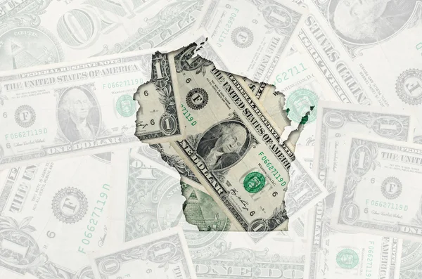 Mapa do contorno de wisconsin com transparente dólar americano bankno — Fotografia de Stock