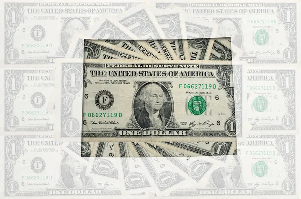 Obrys mapy z Wyomingu s transparentní americký dolar bankovek — Stock fotografie