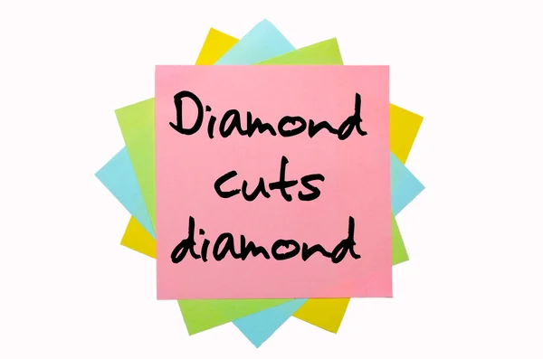 Proverb "Diamond cuts diamond" written on bunch of sticky notes — Stock Photo, Image