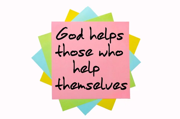 Provérbio "Deus ajuda aqueles que se ajudam" escrito no bunc — Fotografia de Stock