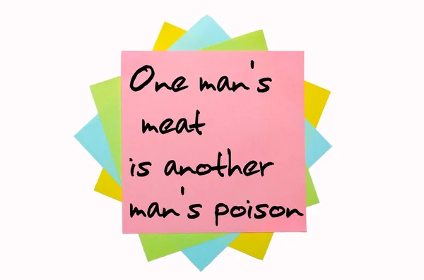 Proverbio "La carne de un hombre es el veneno de otro hombre" escrito —  Fotos de Stock