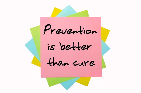 Proverb " Prevention is better than cure " written on bunch of s — Stock Photo, Image