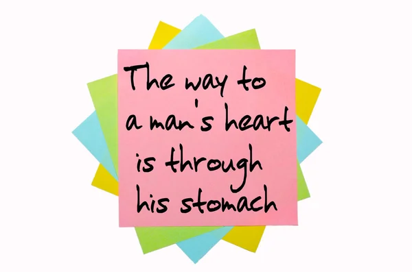 Proverb " The way to a man's heart is through his stomach " — Stock Photo, Image